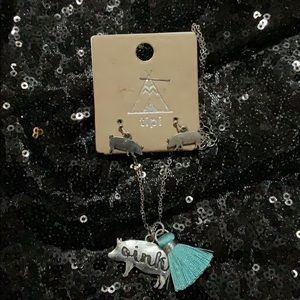 Pig necklace and earrings set